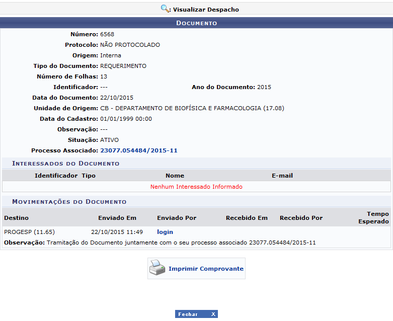 Figura 4: Visualizar Dados do Documento