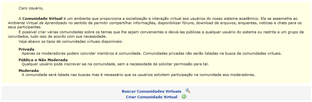 Figura 1: Comunidades Virtuais